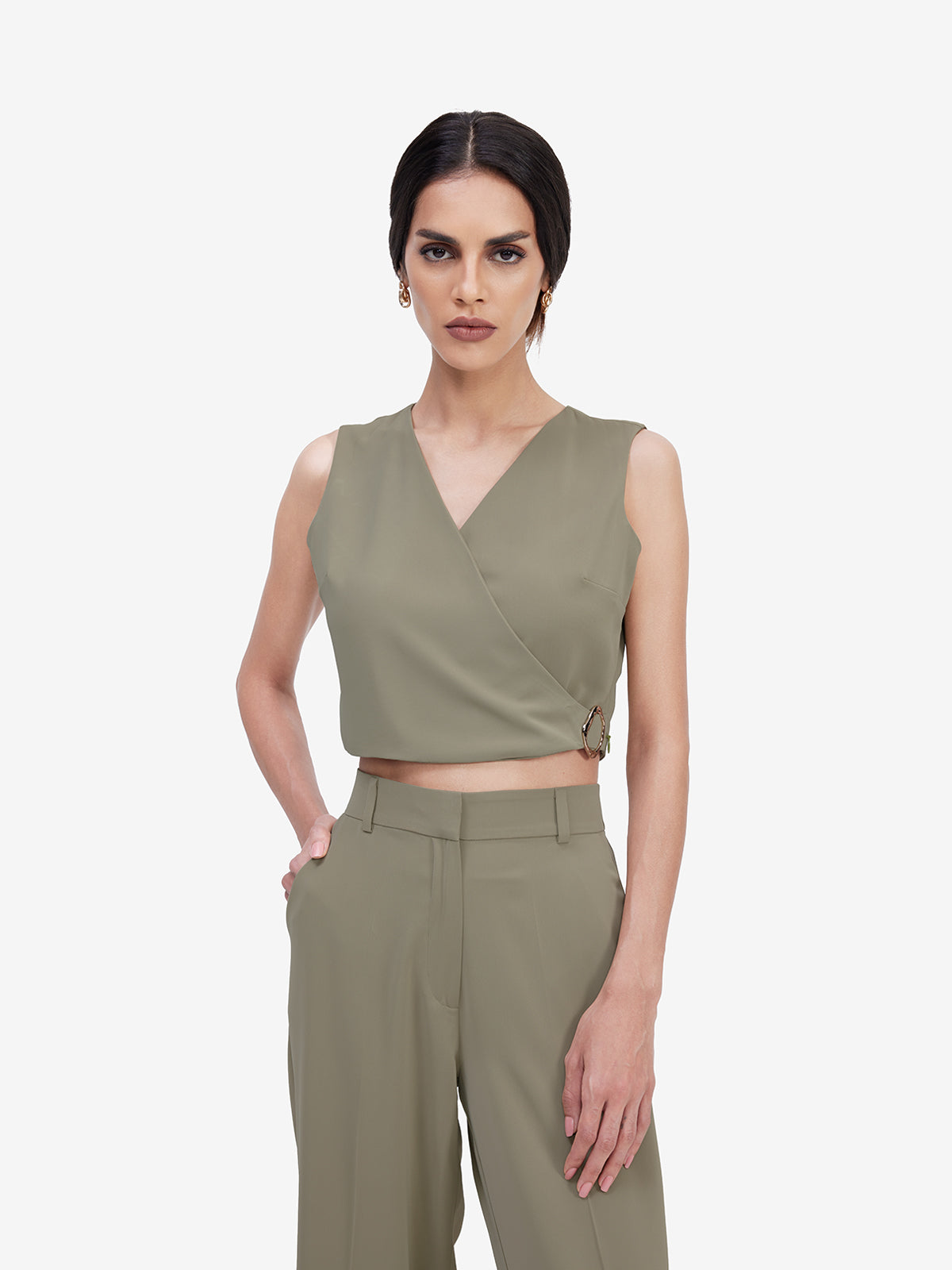 Olive Wrap Top