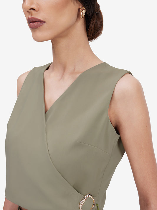 Olive Wrap Top