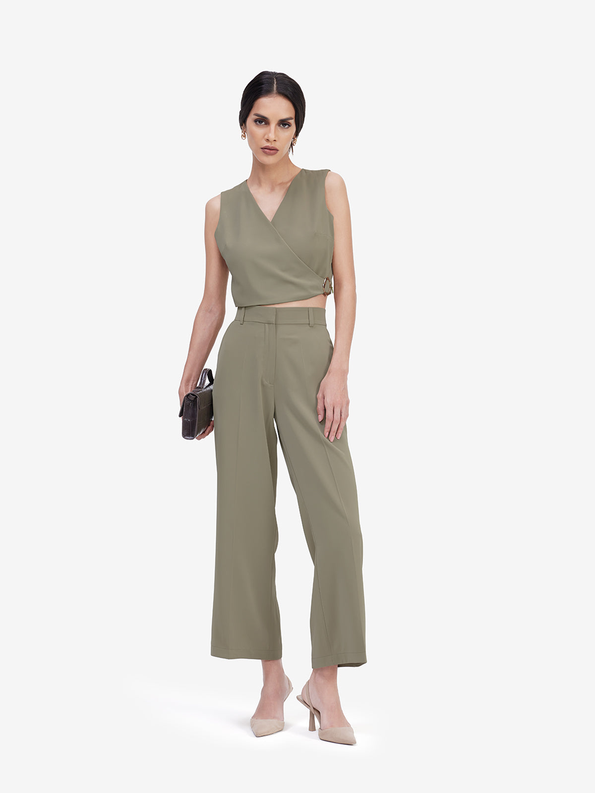 Olive Wrap Top