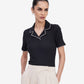 Black Lapel Collar Top