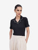 Black Lapel Collar Top