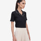 Black Lapel Collar Top