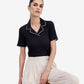 Black Lapel Collar Top