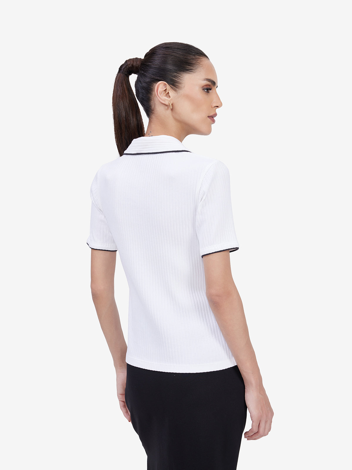 White Lapel Collar Top
