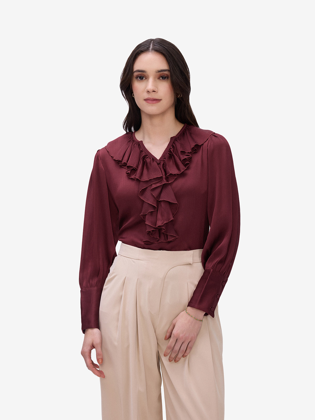 Maroon Ruffle Top
