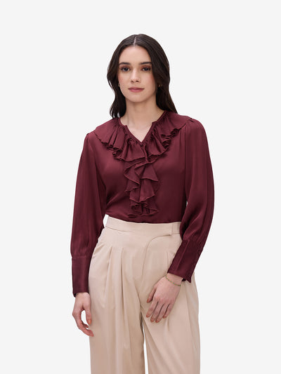 Maroon Ruffle Top