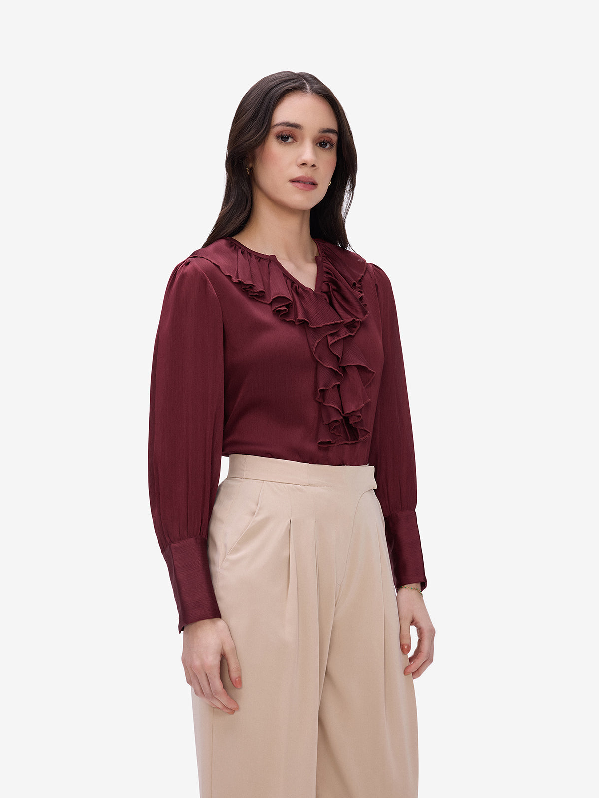 Maroon Ruffle Top