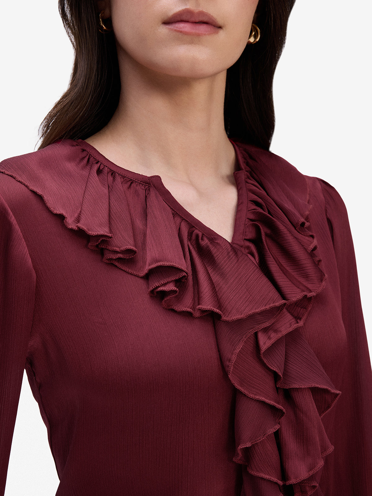 Maroon Ruffle Top