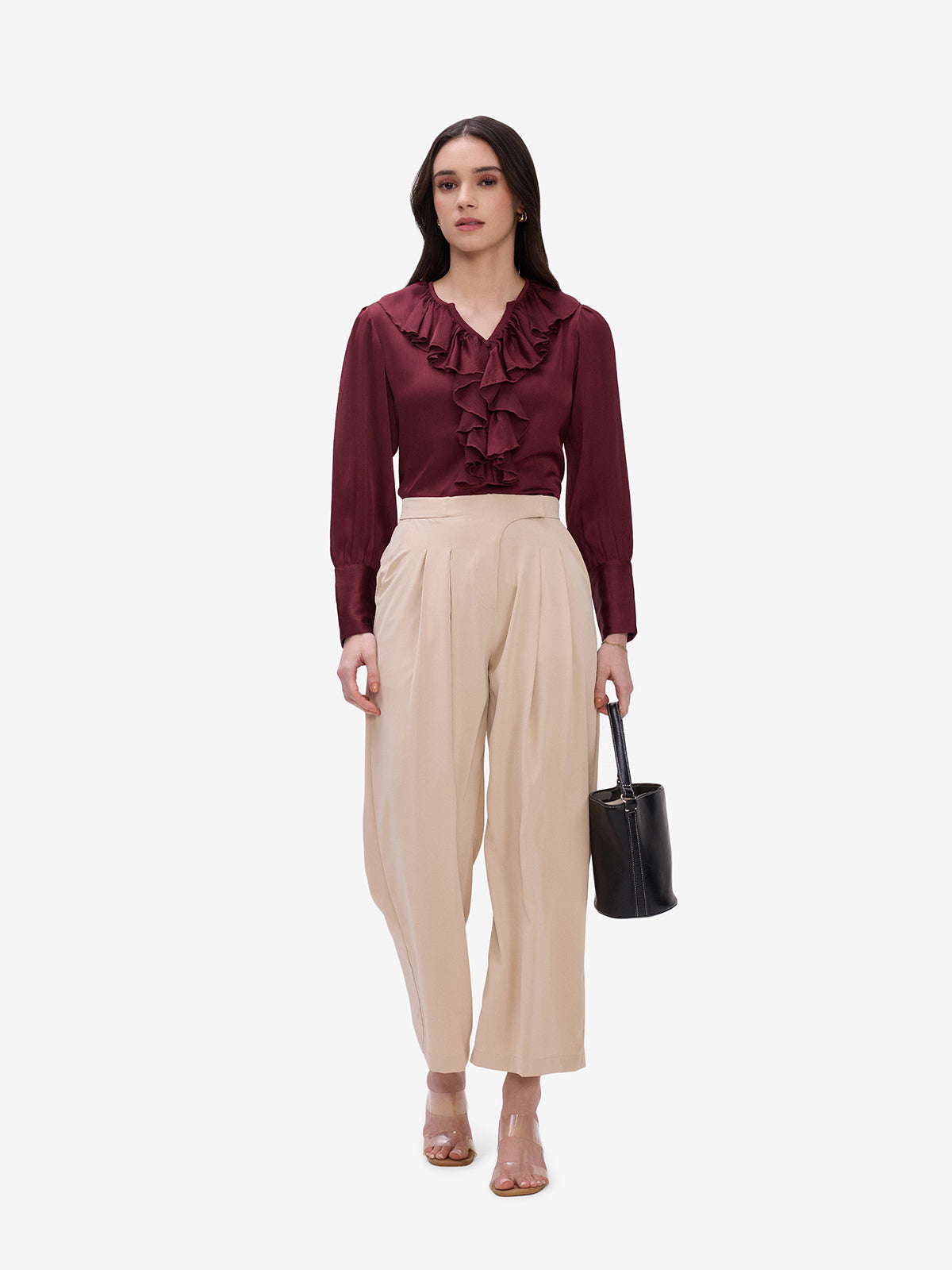 Maroon Ruffle Top