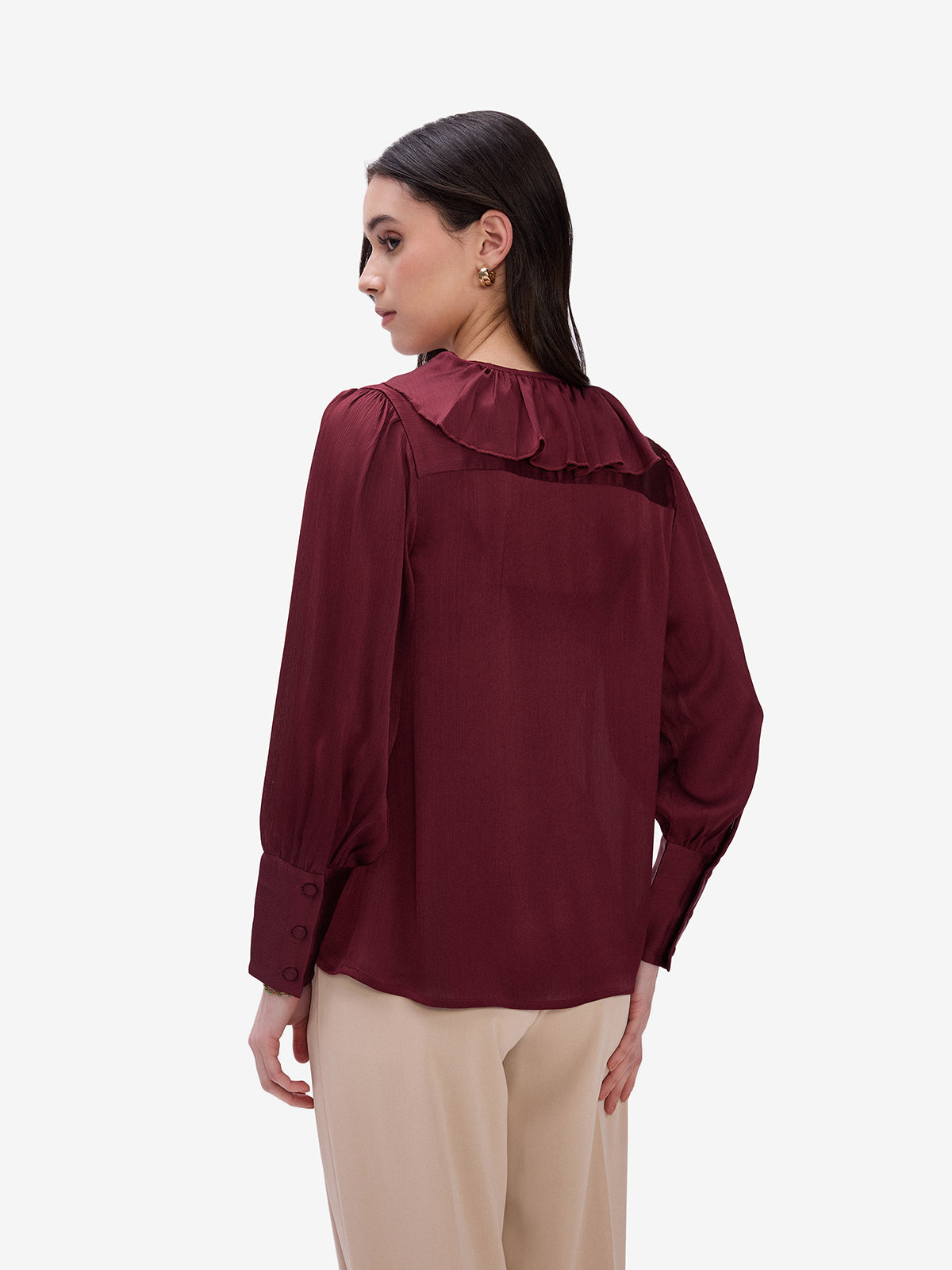 Maroon Ruffle Top