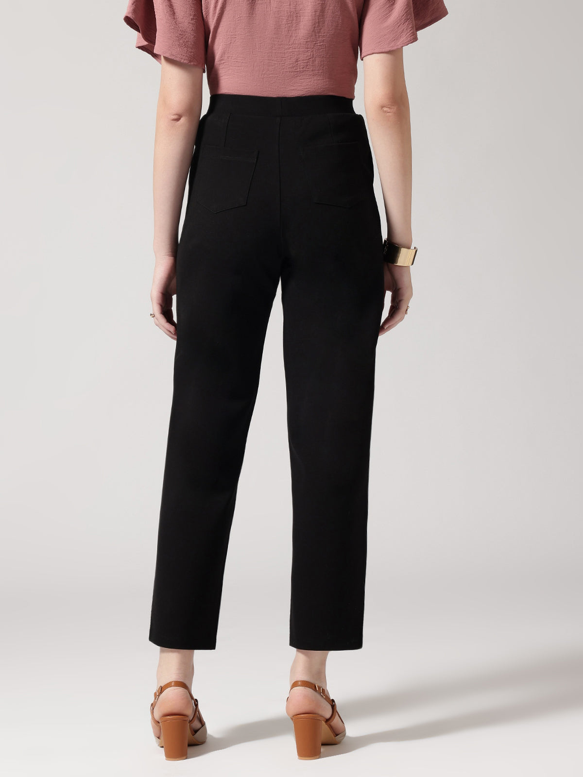 Black Slip On Wide Leg Trouser