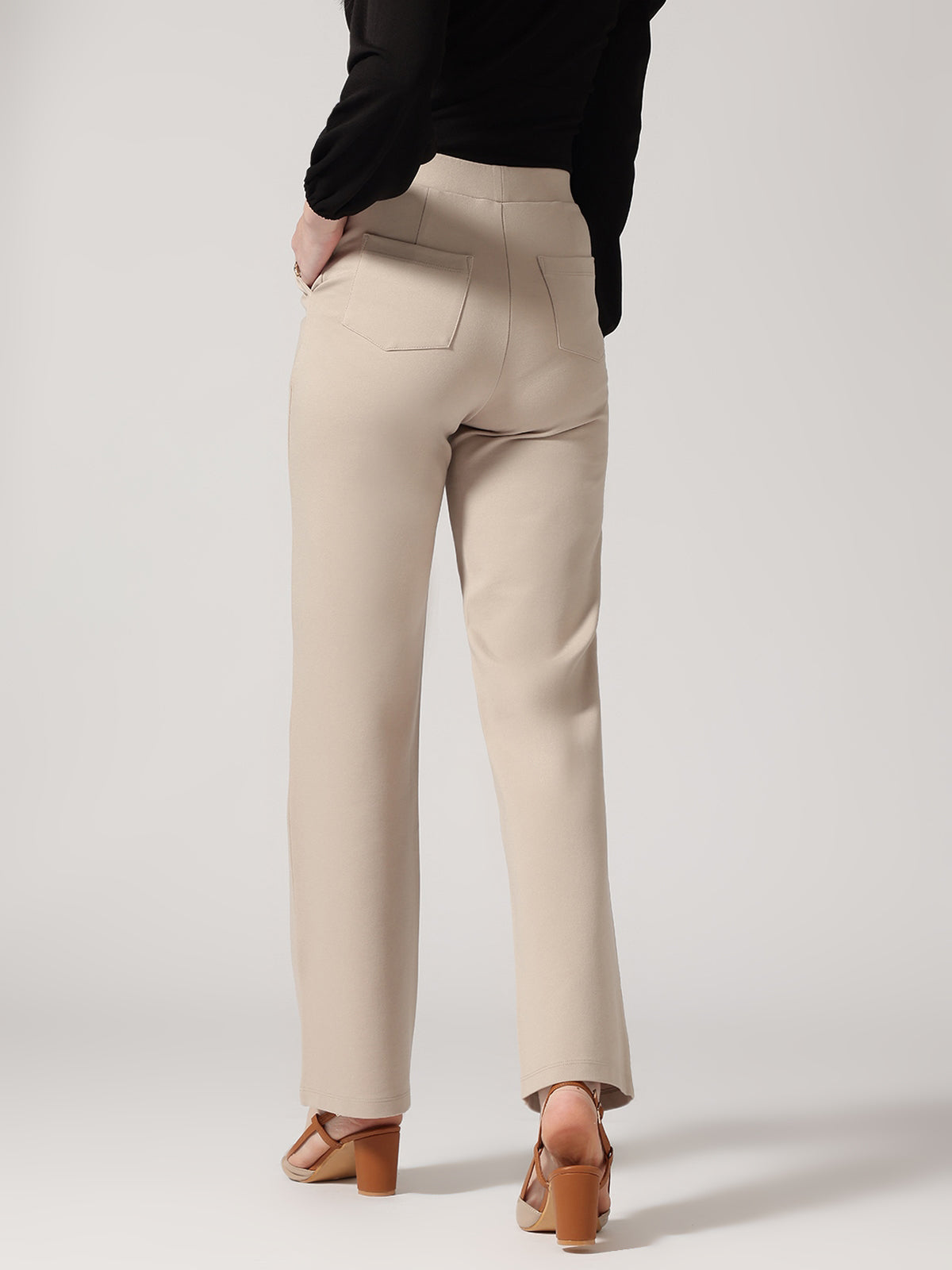 Ivory Slip On Wide Leg Trouser