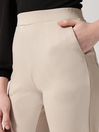 Ivory Slip On Wide Leg Trouser