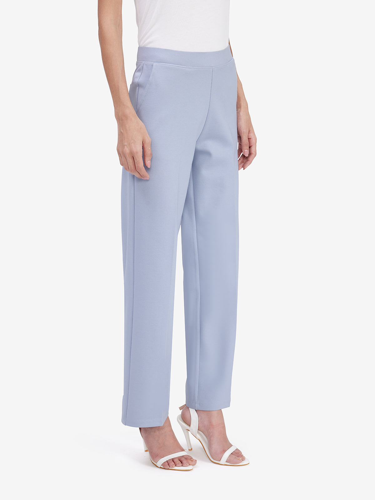 Powder Blue Slip On Trouser