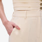 Beige Wide Leg Trousers