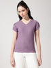 Textured Lavender Round Neck T-shirt