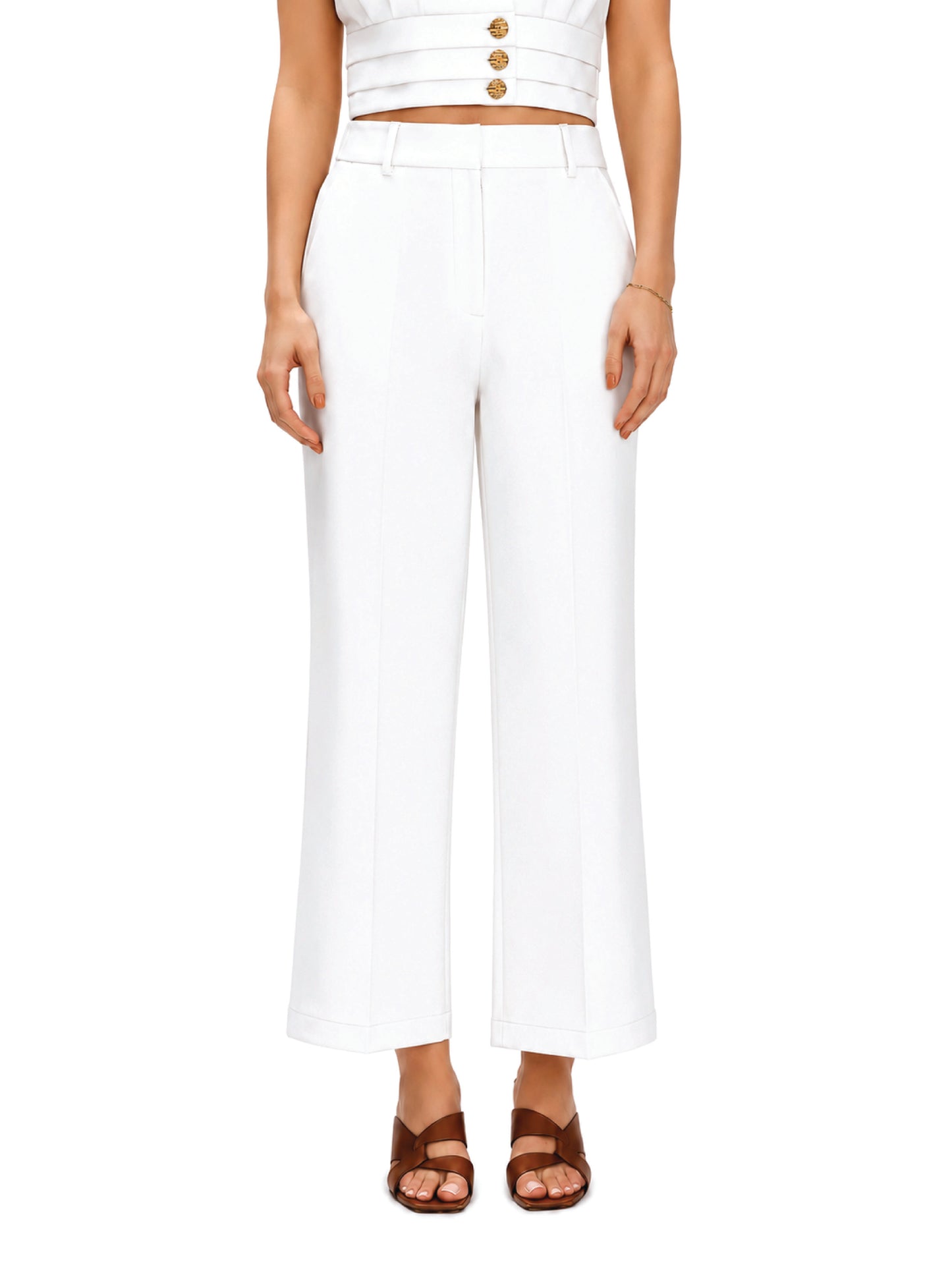 White Wide Leg Trousers