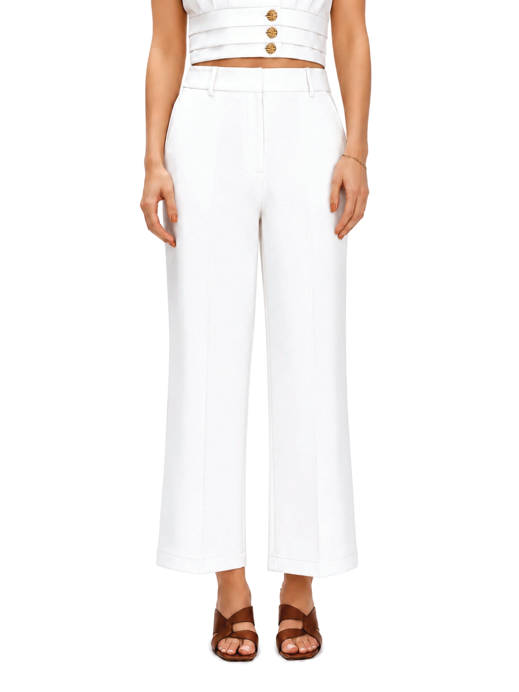 White Wide Leg Trousers