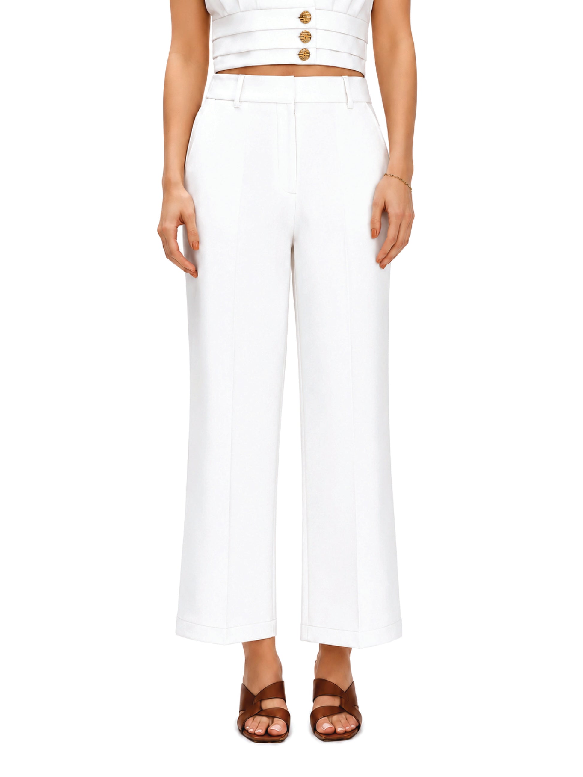 White Wide Leg Trousers