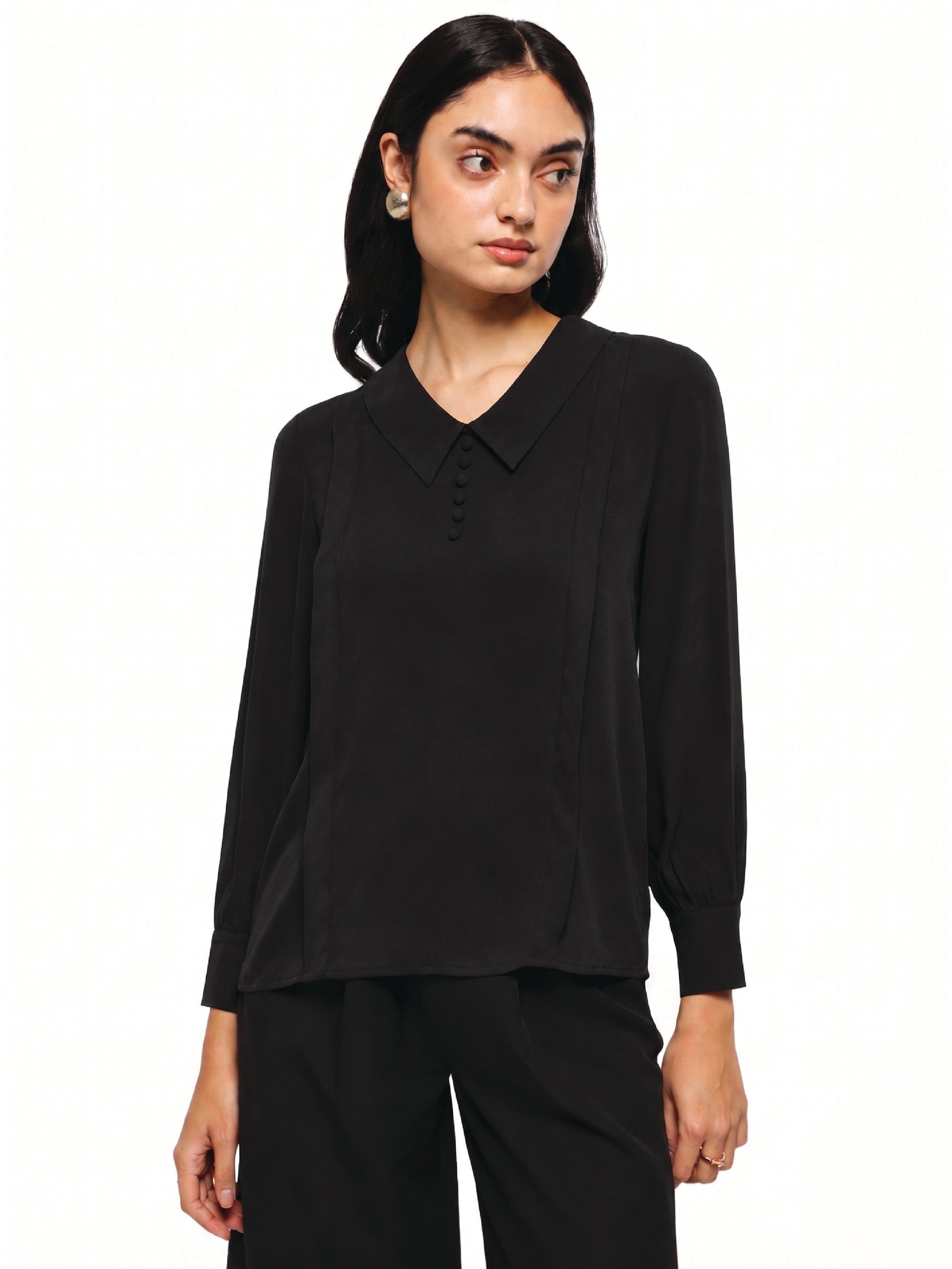 Black Pintuck Top