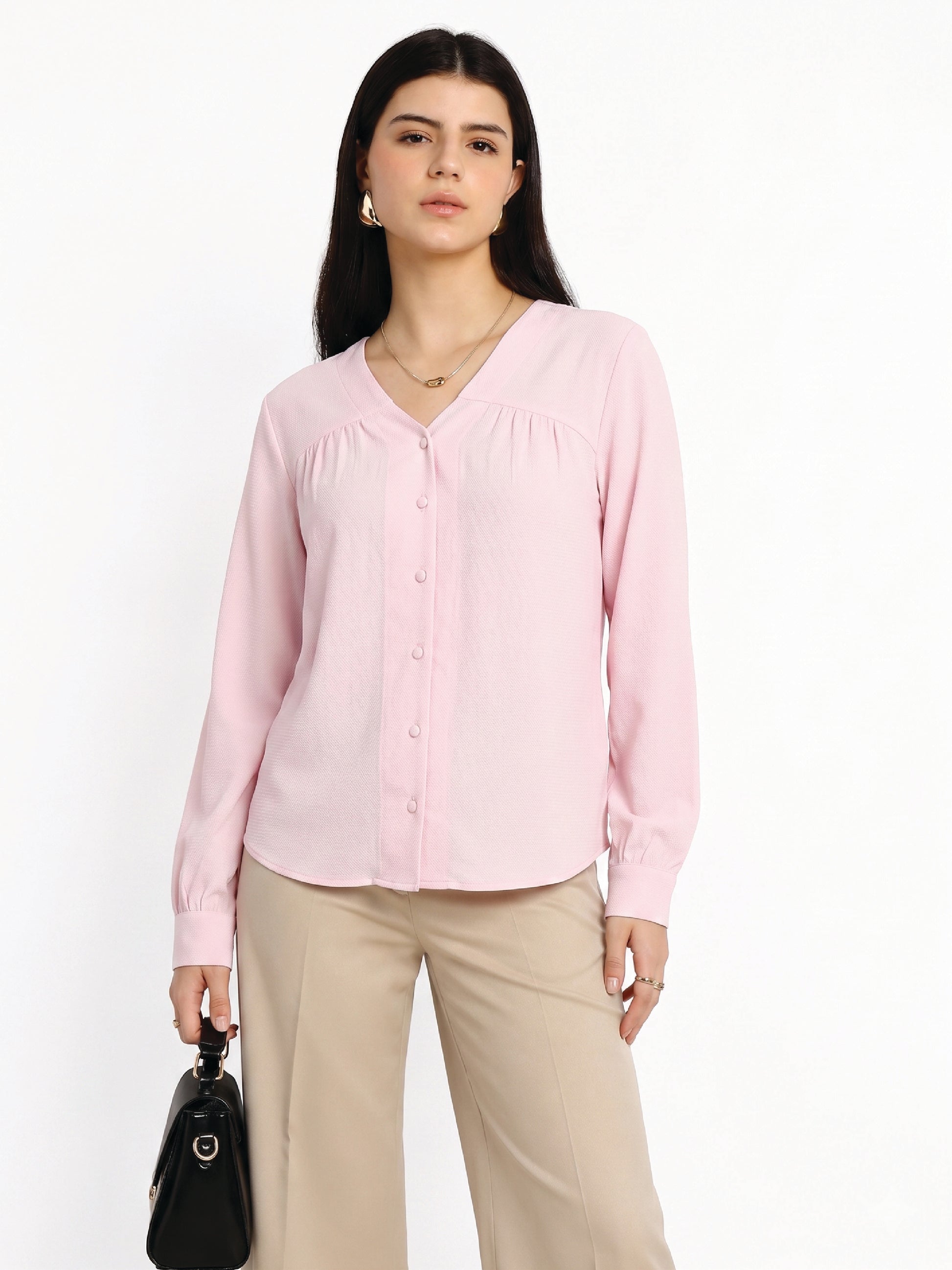 Pink V-Neck Top