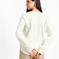 Cream V-Neck Top