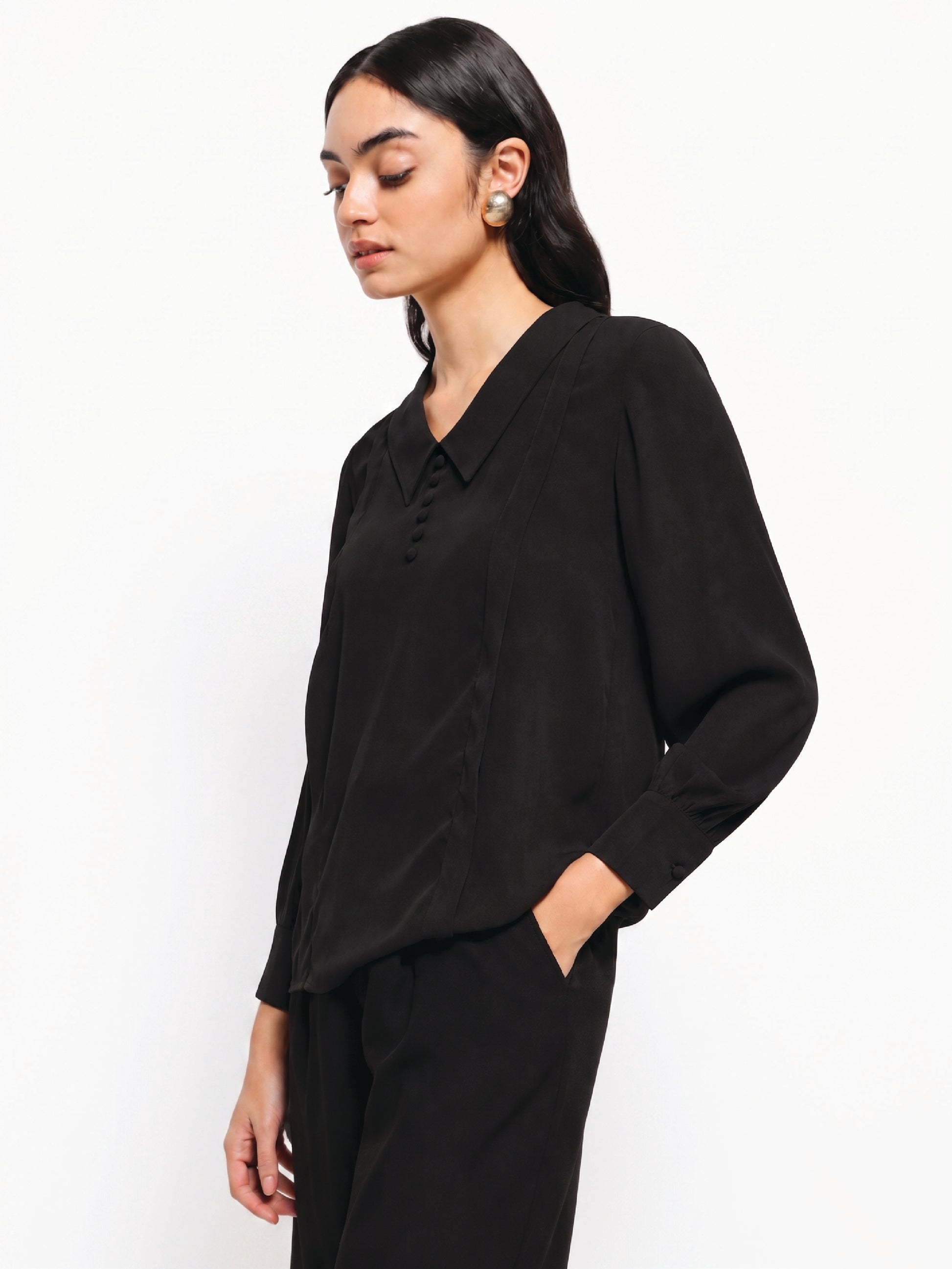 Black Pintuck Top
