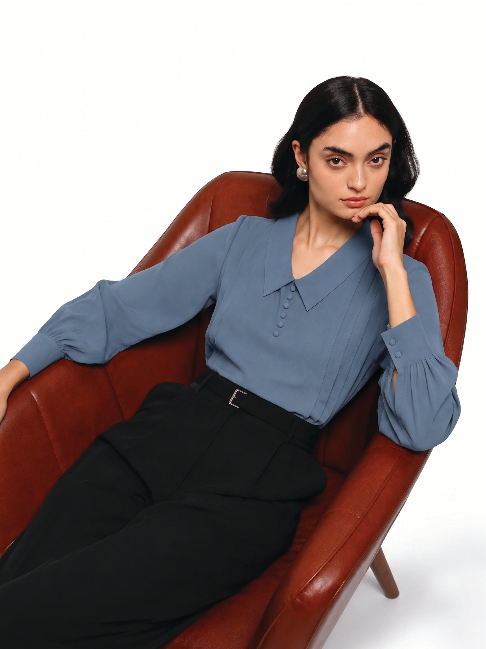 Blue Pintuck Top