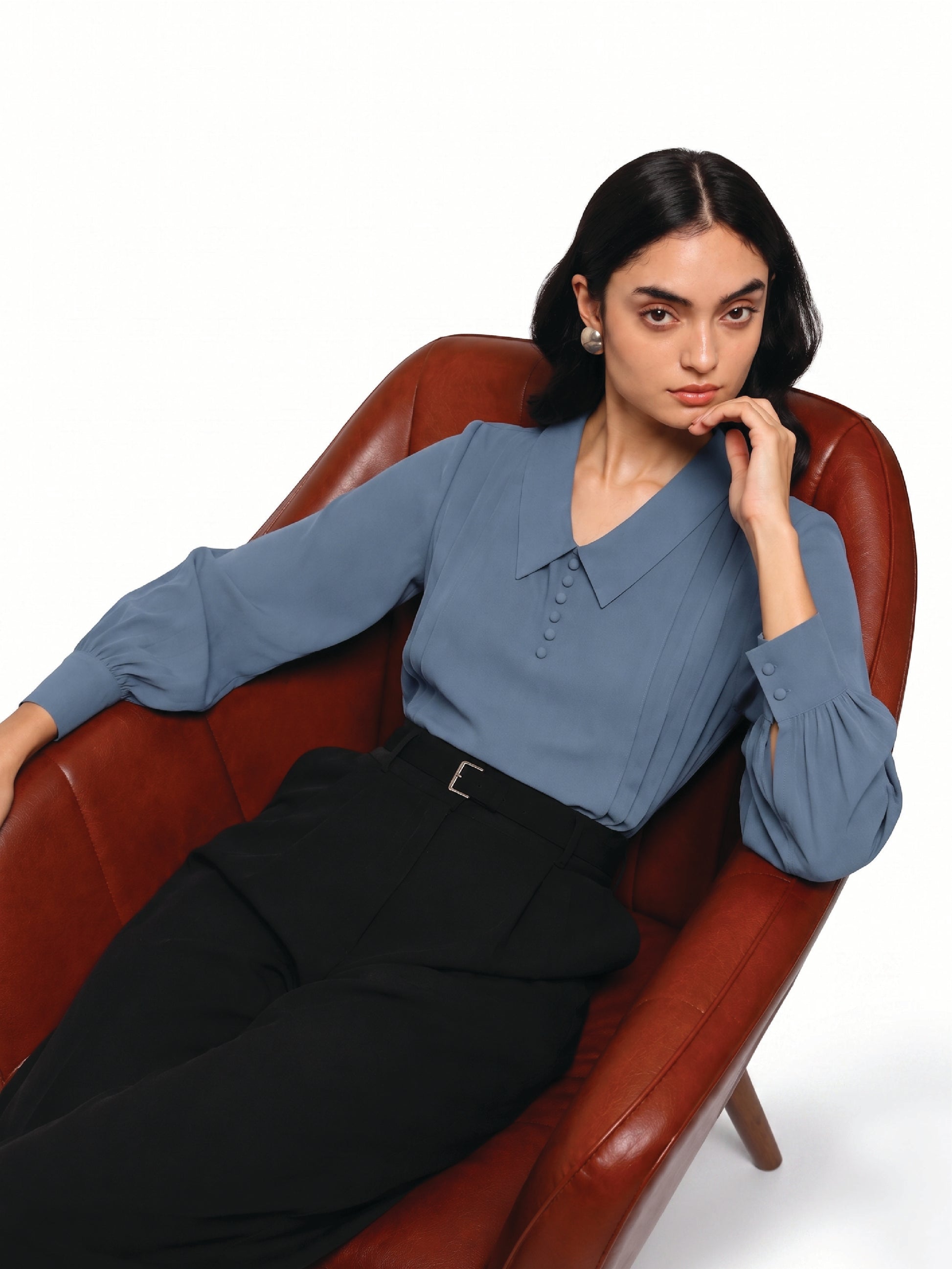 Blue Pintuck Top