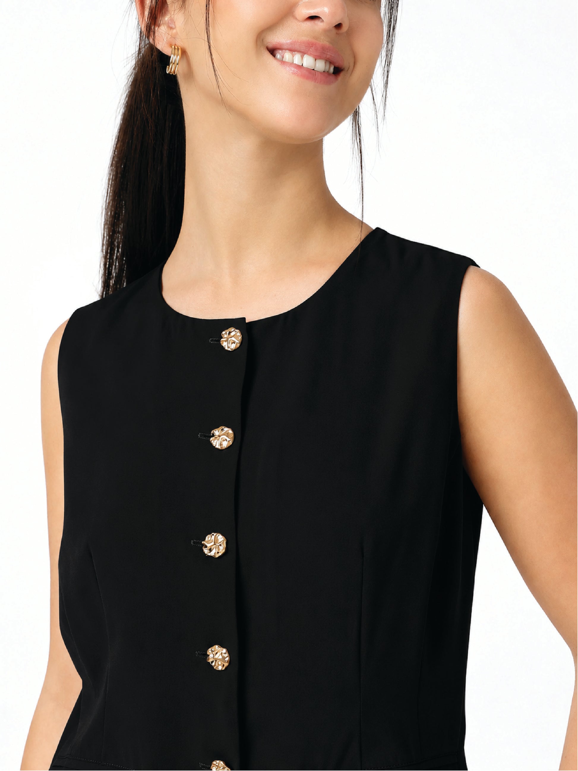Black Buttoned  Waistcoat