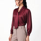 Maroon Tie-Up Satin Top