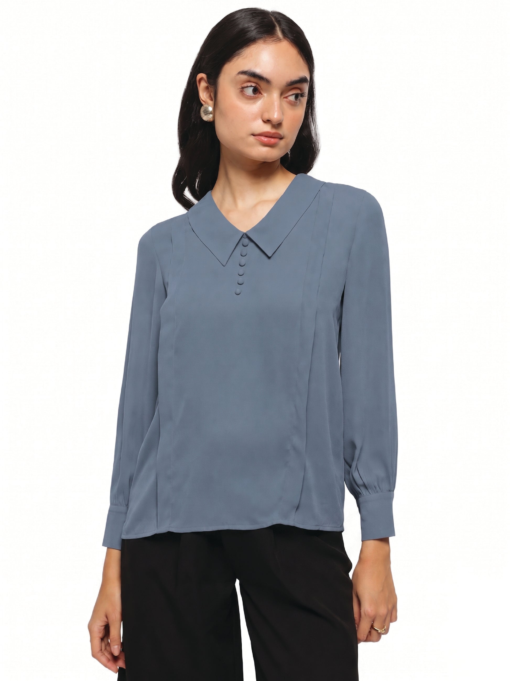 Blue Pintuck Top