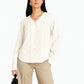 Cream V-Neck Top