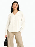 Cream V-Neck Top