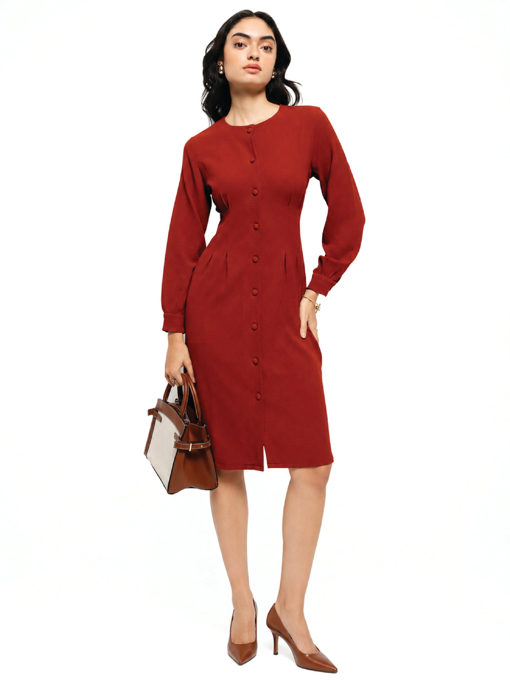Maroon A-line Dress