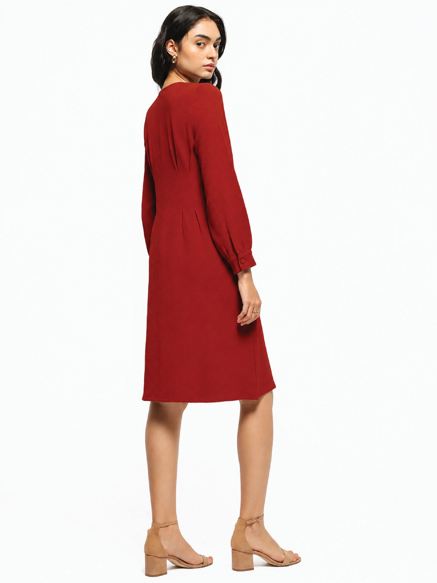 Maroon A-line Dress