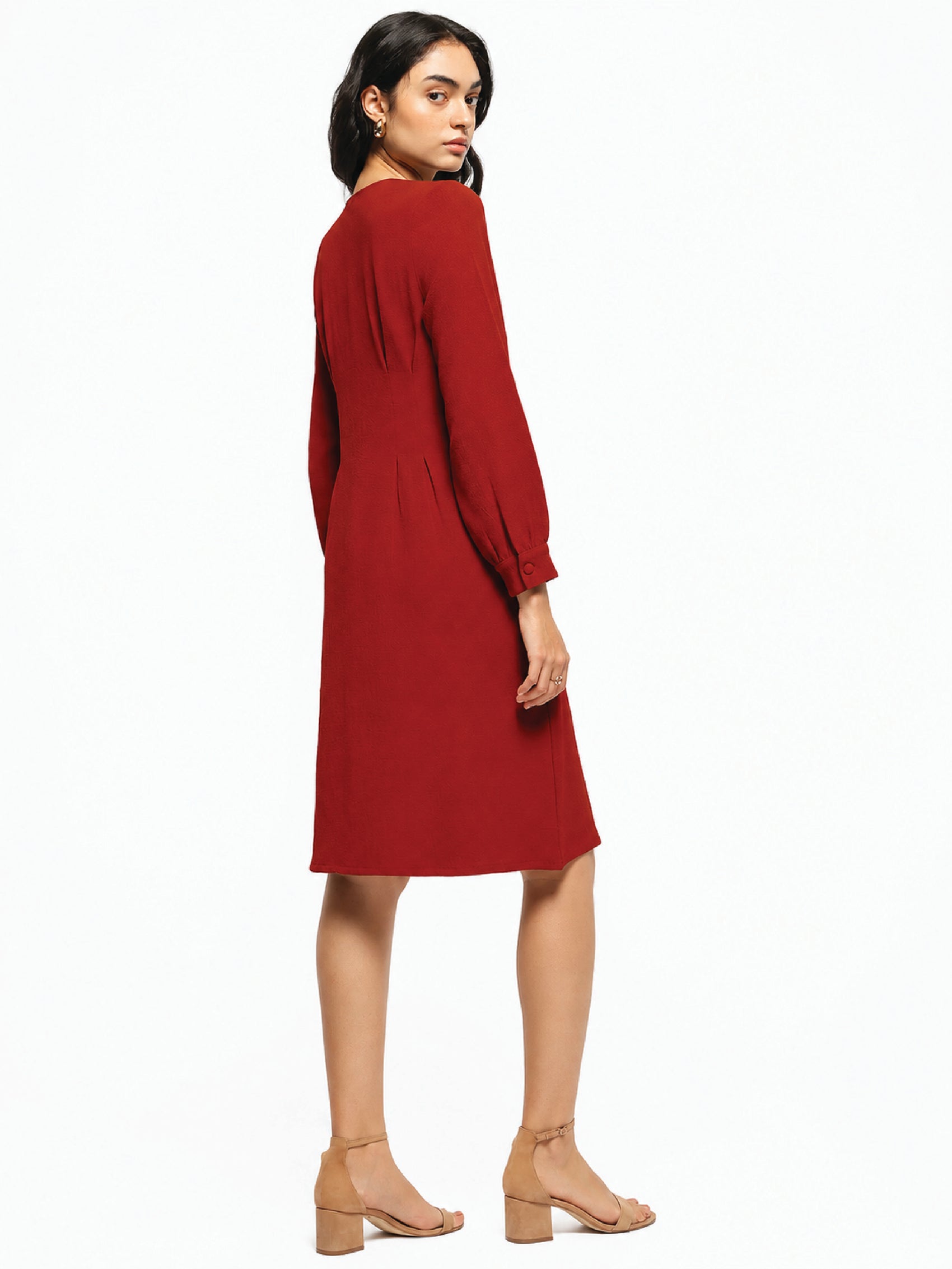 Maroon A-line Dress