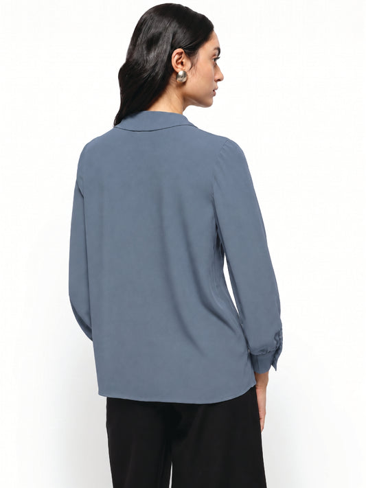Blue Pintuck Top