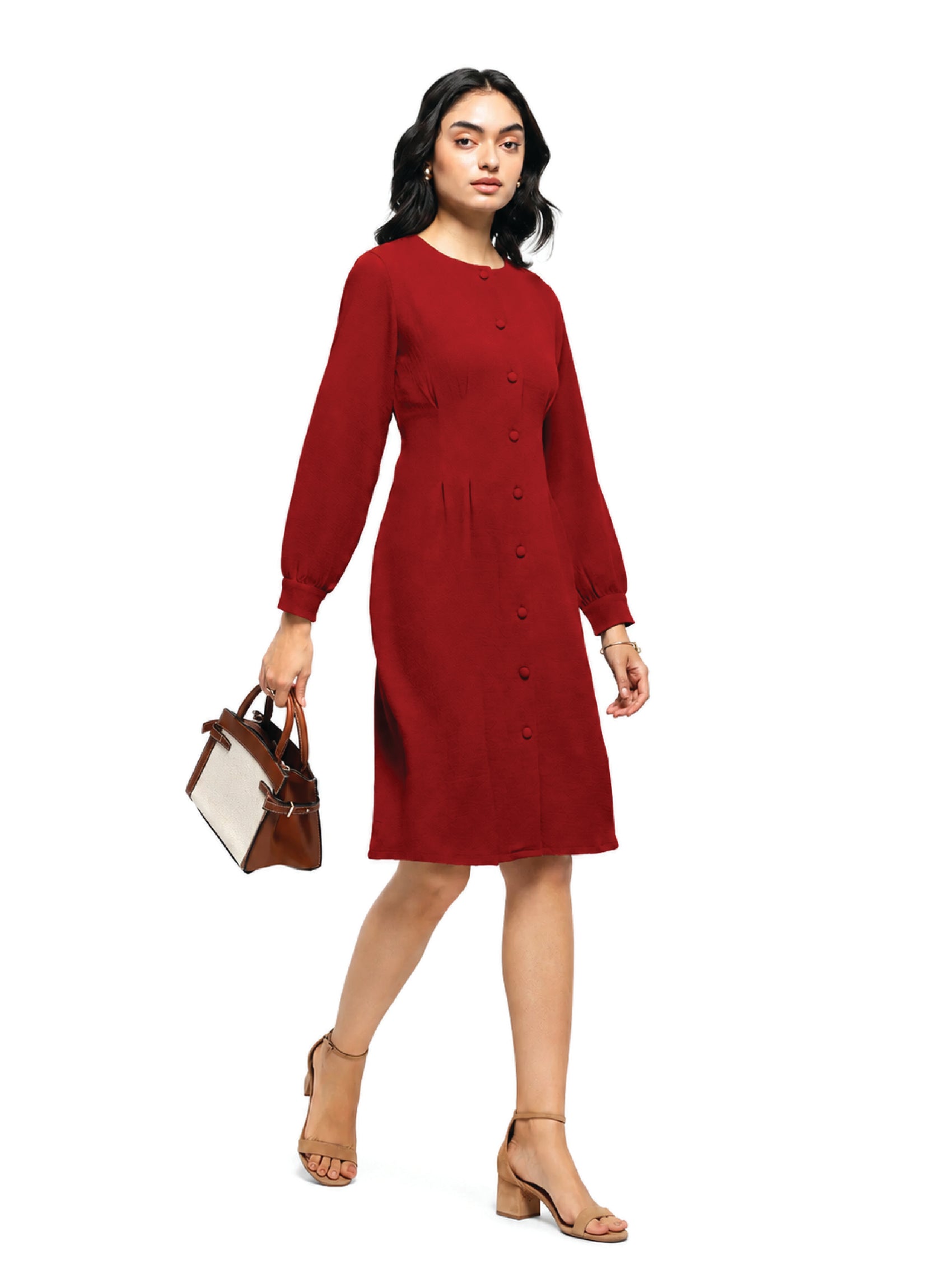 Maroon A-line Dress