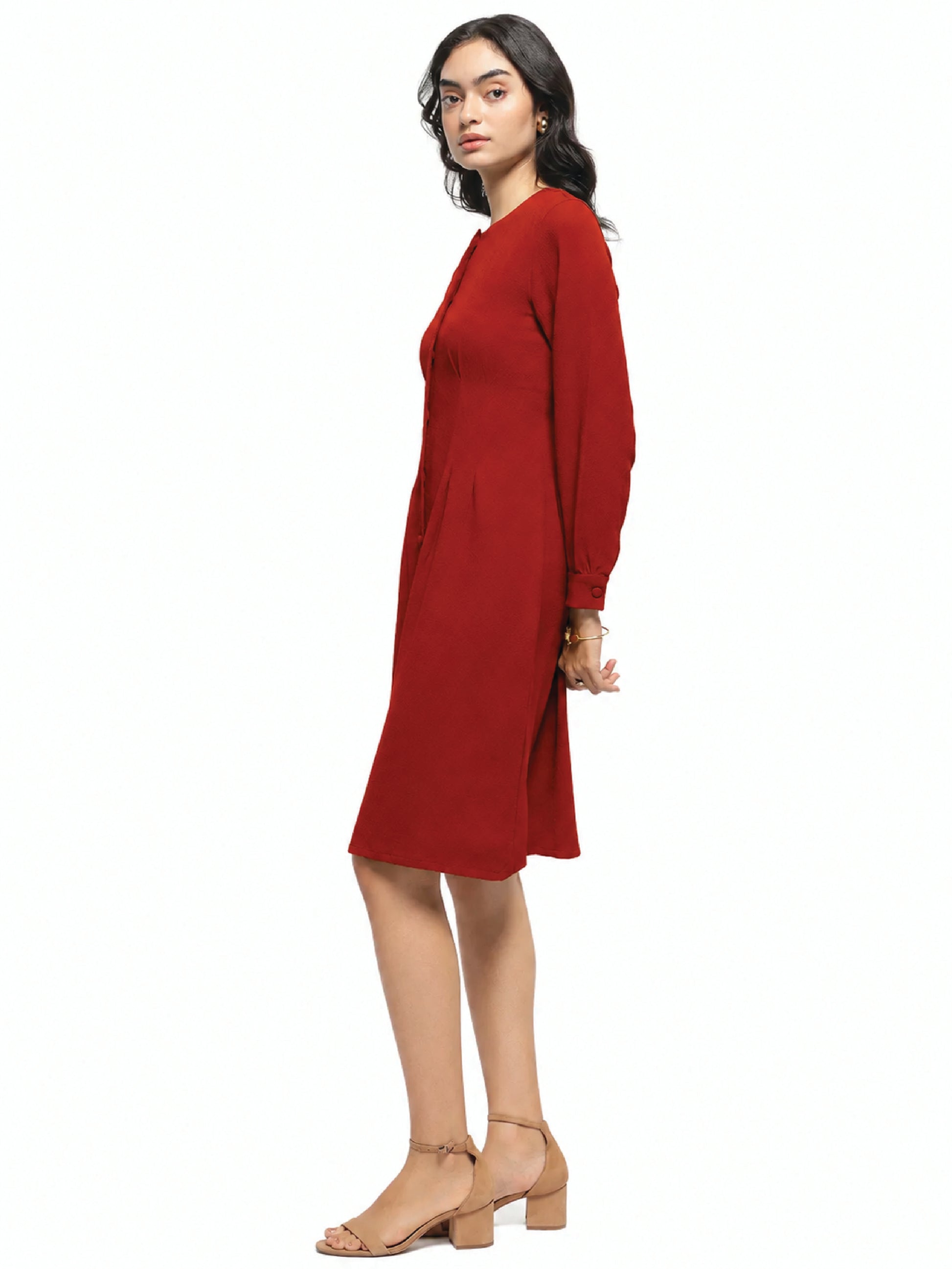 Maroon A-line Dress