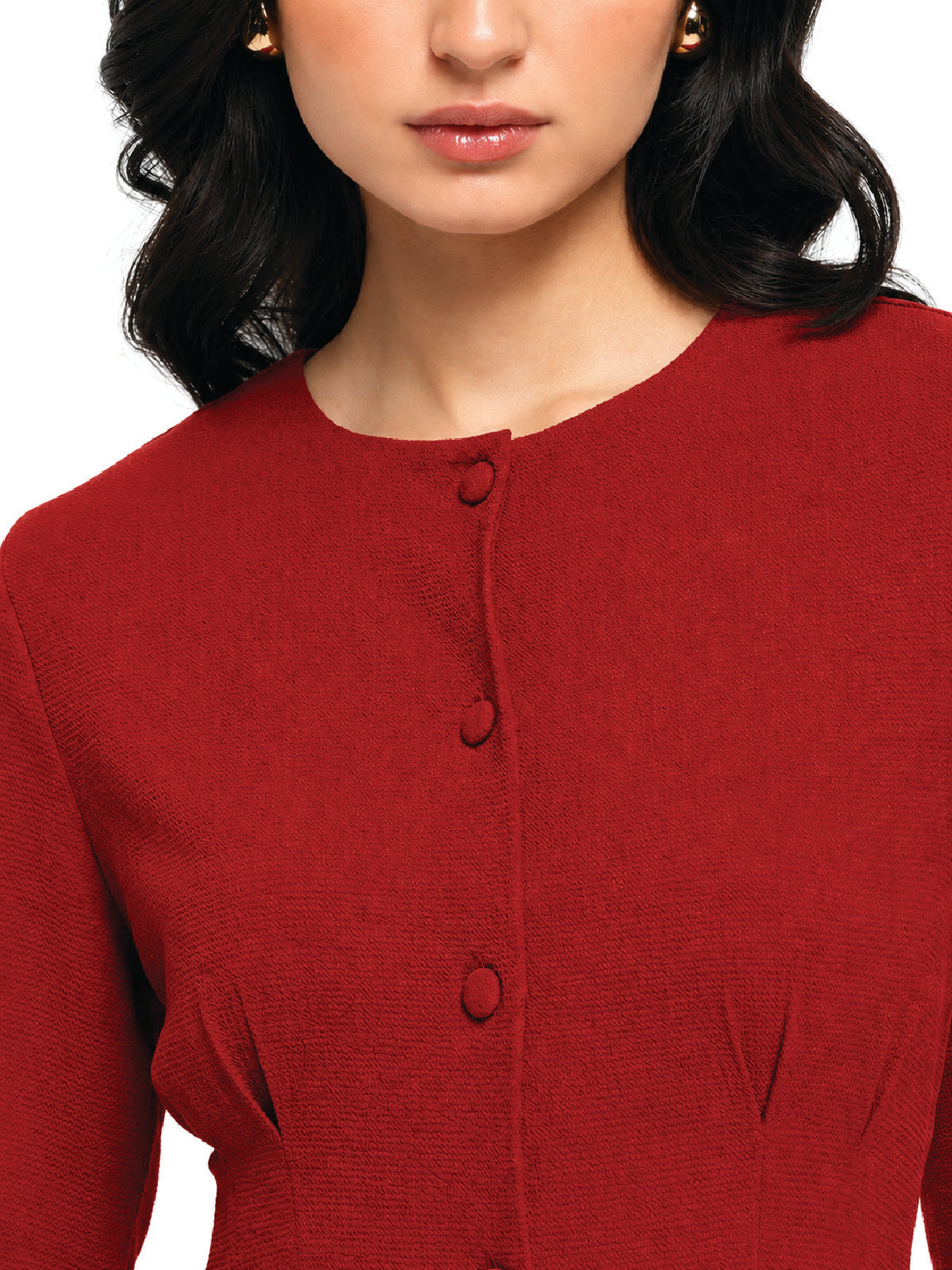 Maroon A-line Dress