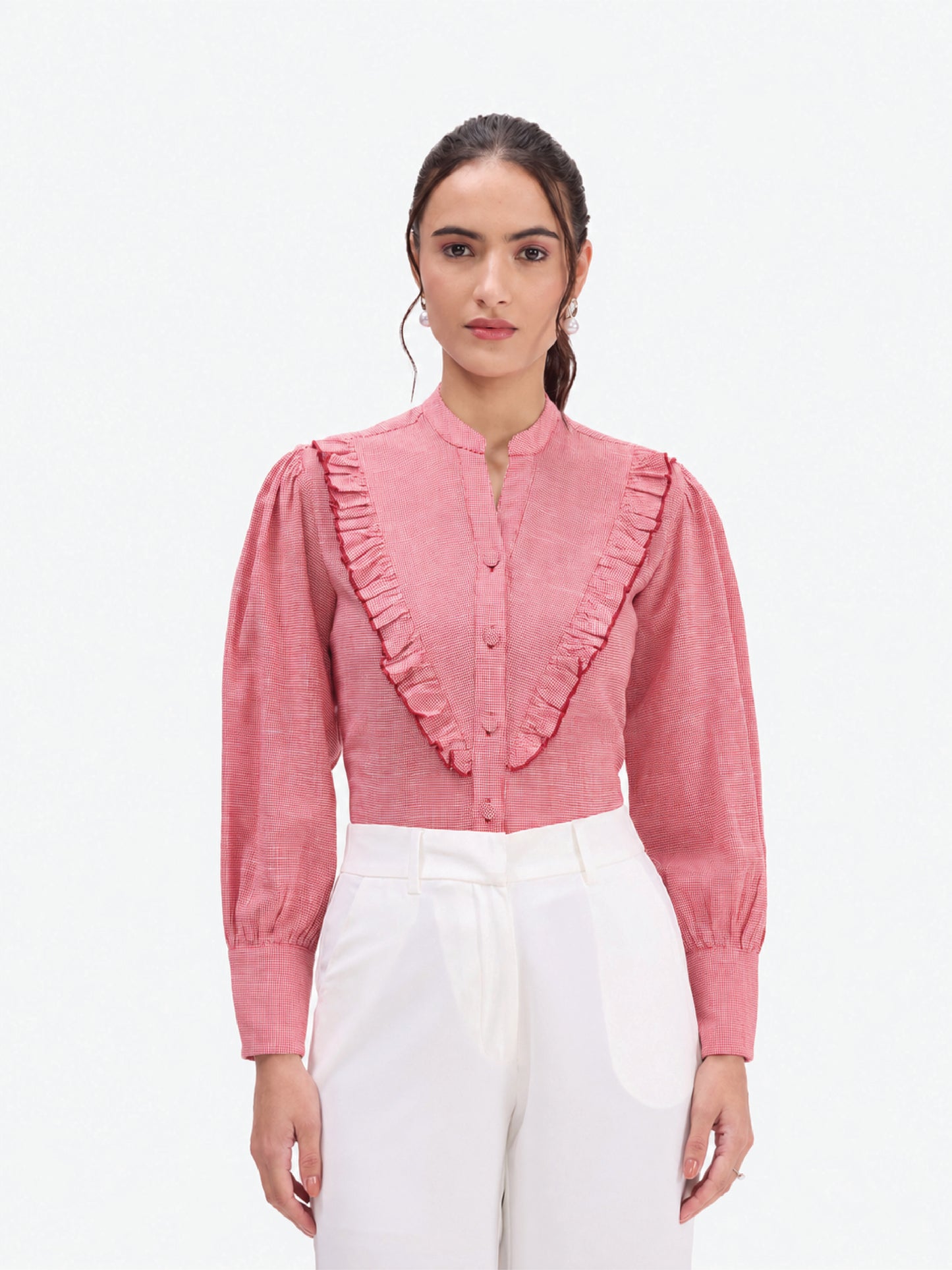 Red Victorian Ruffle Shirt