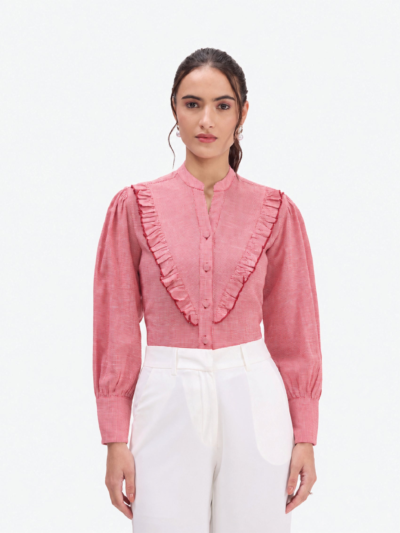 Red Victorian Ruffle Shirt