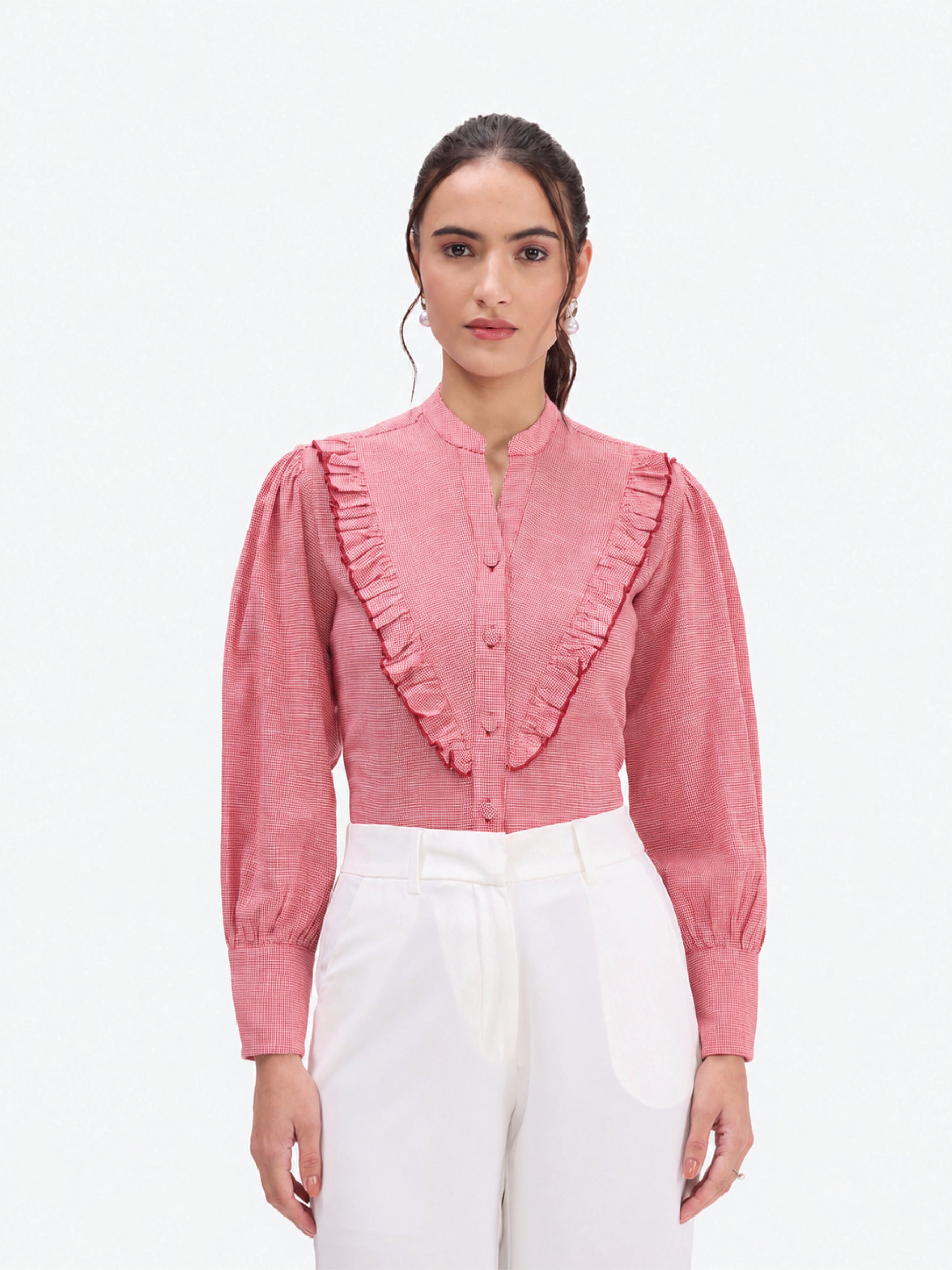 Red Victorian Ruffle Shirt
