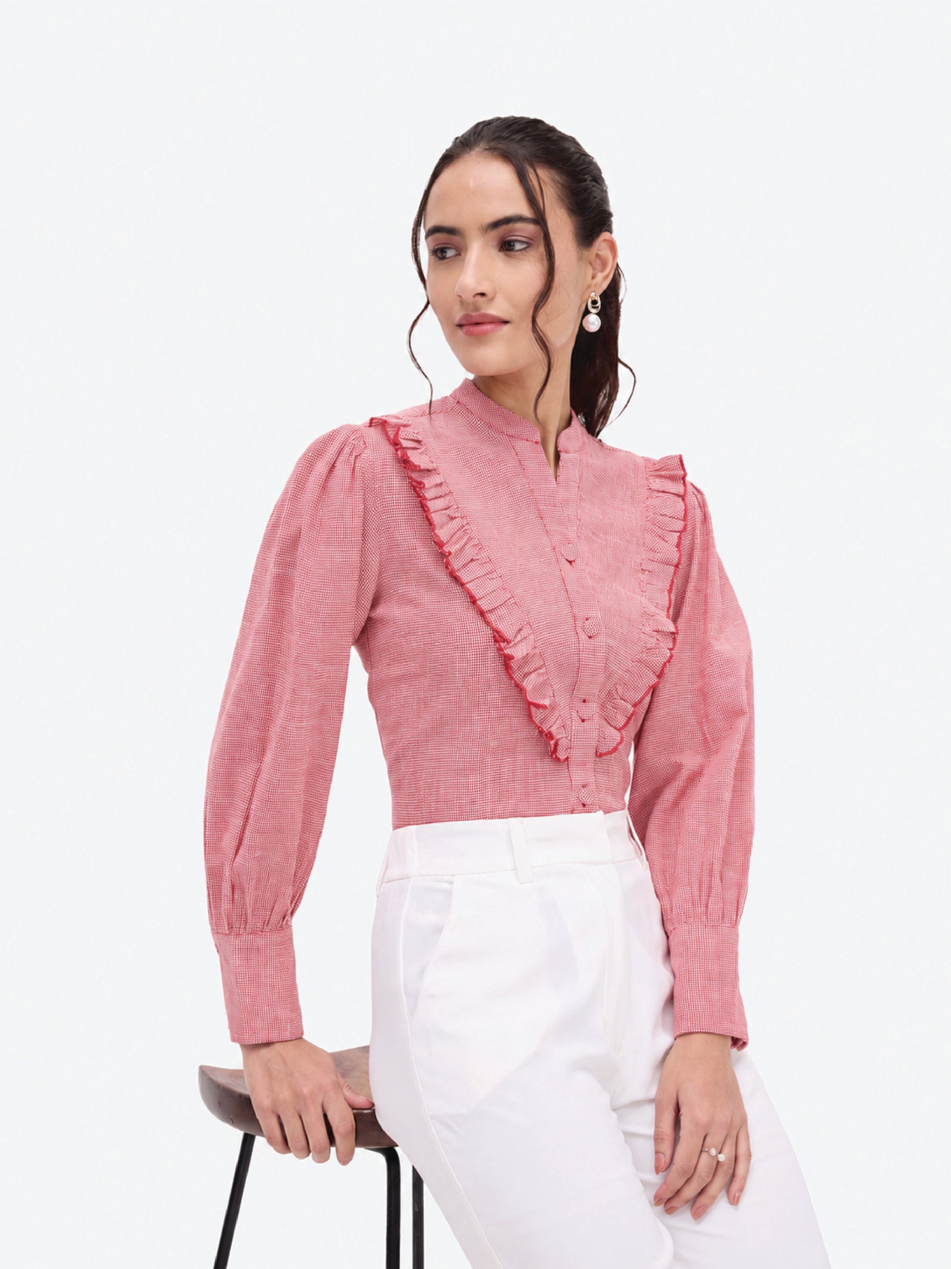 Red Victorian Ruffle Shirt