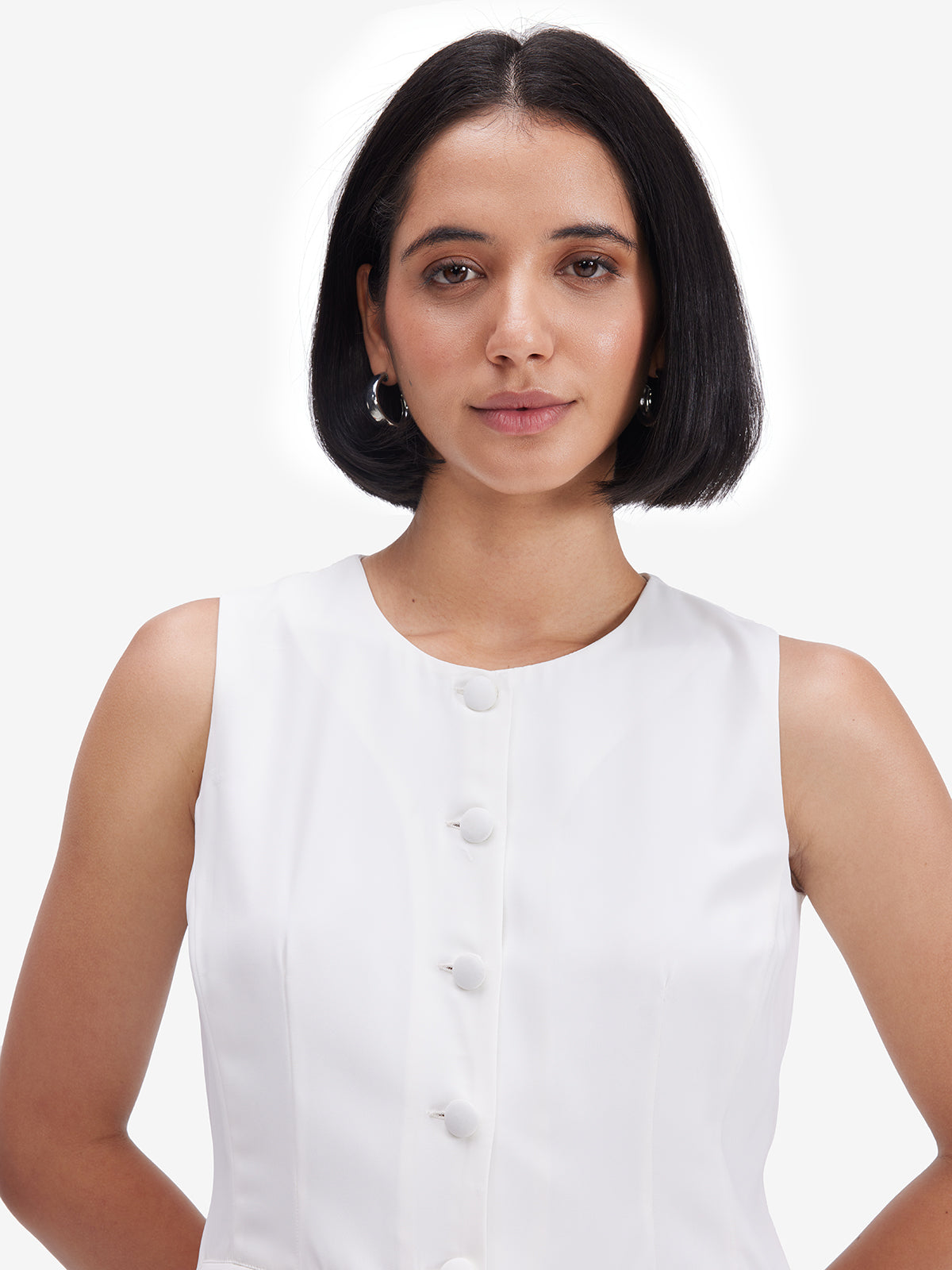 White Buttoned Tailored Waistcoat