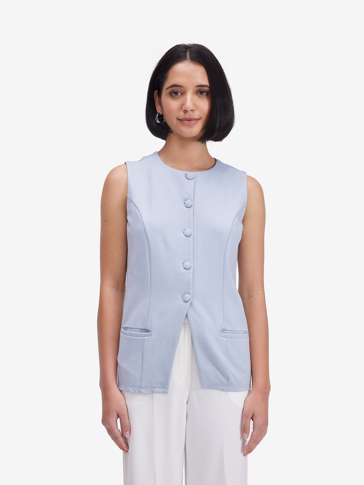 Powder-Blue Buttoned Waistcoat