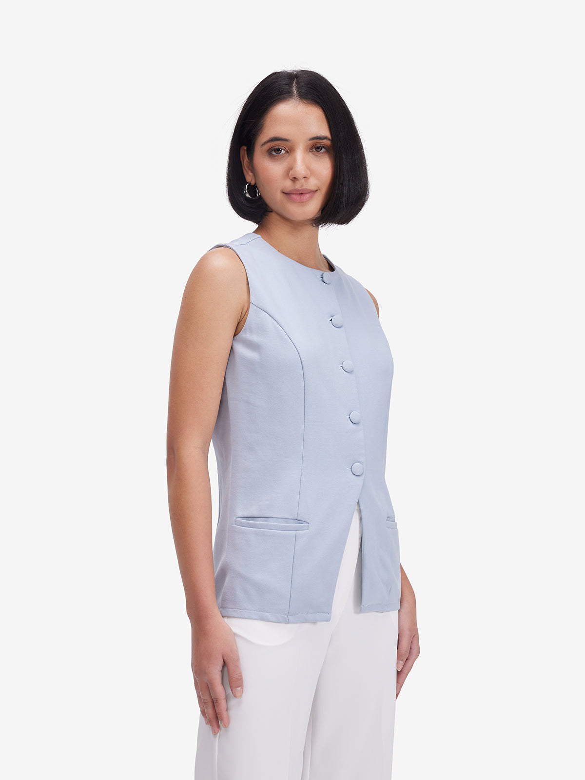 Powder-Blue Buttoned Waistcoat