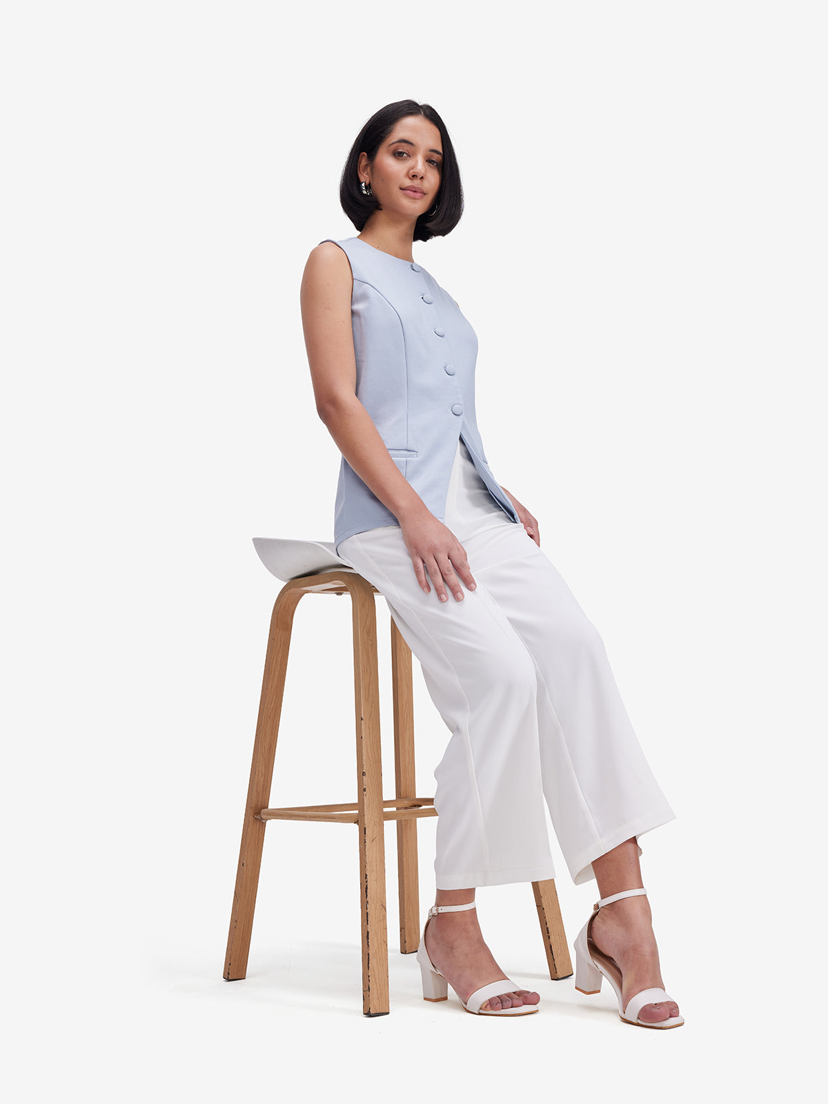 Powder-Blue Buttoned Waistcoat