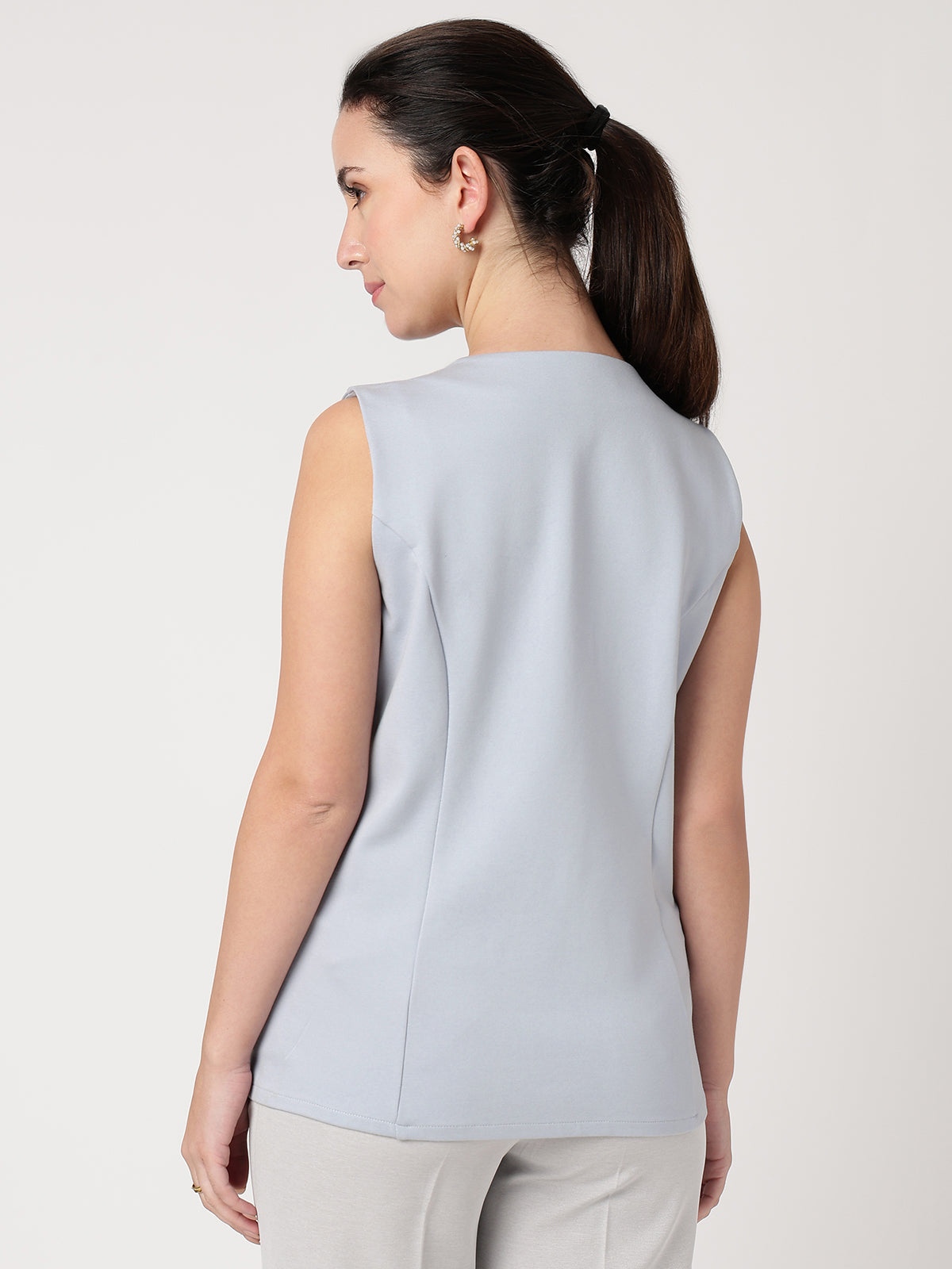 Statement Buttoned Powder-Blue Waistcoat